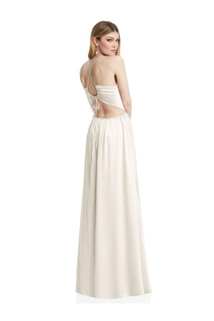 Ivory Dessy After Six 6875 Shirred High Neck Reception Dress